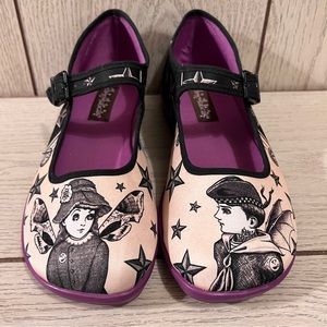 Hot Chocolate Steampunk Mary Jane Shoes Black Purple Size 7  NWOT